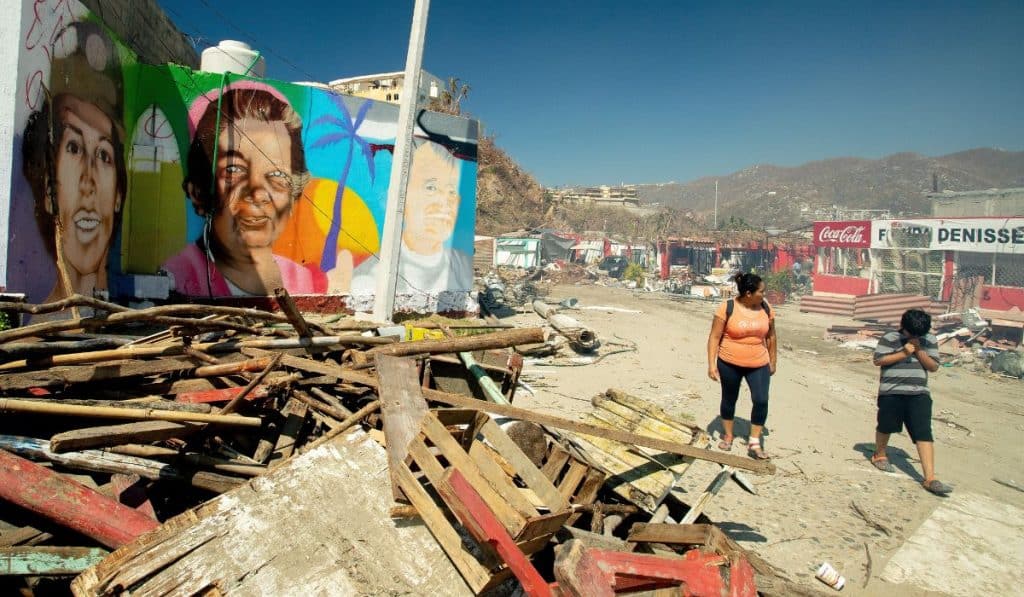 destroyed acapulco street after hurricane otis